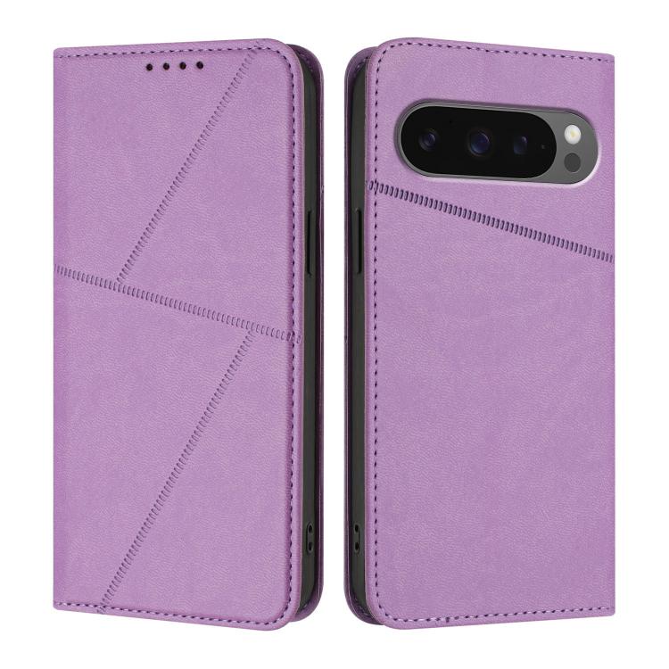 For Google Pixel 10 / Pixel 10 Pro Strong Magnetic Frosted Flip Leather Phone Case(Light Purple) - Google Cases by buy2fix | Online Shopping UK | buy2fix