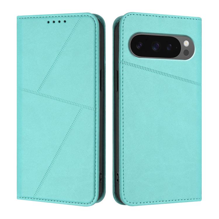 For Google Pixel 10 / Pixel 10 Pro Strong Magnetic Frosted Flip Leather Phone Case(Light Blue) - Google Cases by buy2fix | Online Shopping UK | buy2fix