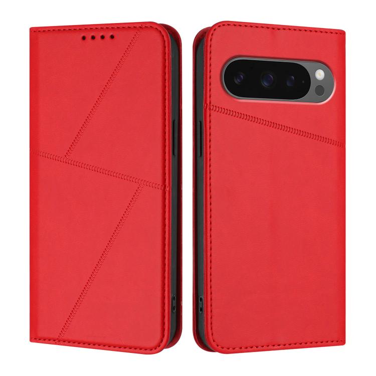 For Google Pixel 10 Pro XL Strong Magnetic Frosted Flip Leather Phone Case(Red) - Google Cases by buy2fix | Online Shopping UK | buy2fix