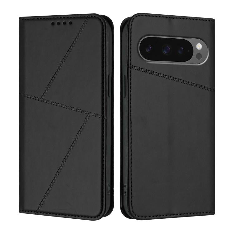 For Google Pixel 10 Pro XL Strong Magnetic Frosted Flip Leather Phone Case(Black) - Google Cases by buy2fix | Online Shopping UK | buy2fix