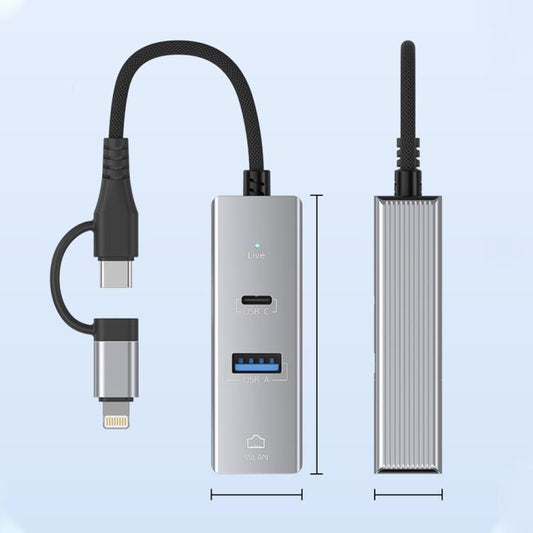 Type-C / 8 Pin to Type-C RJ45 USB-A HUB Expand Converter(Silver) - USB HUB by buy2fix | Online Shopping UK | buy2fix