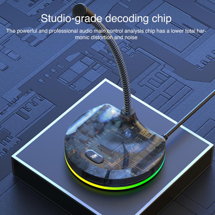 USB Multi-function Microphone RGB Light Built-in Sound Card(White) - Microphone by buy2fix | Online Shopping UK | buy2fix