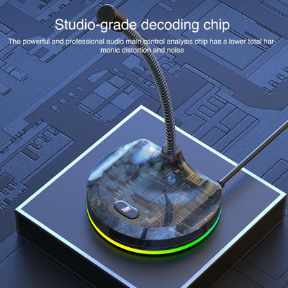 USB Multi-function Microphone RGB Light Built-in Sound Card(Black) - Microphone by buy2fix | Online Shopping UK | buy2fix