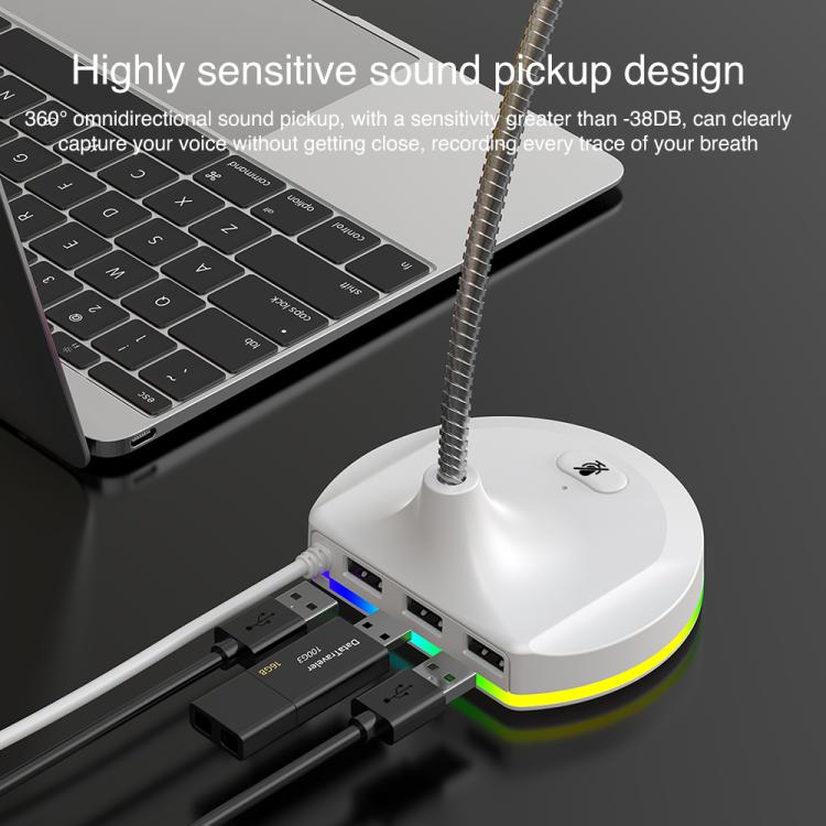 USB Multi-function Microphone RGB Light Built-in Sound Card(Black) - Microphone by buy2fix | Online Shopping UK | buy2fix