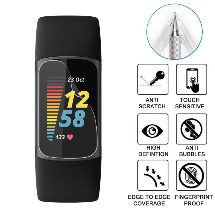 For Fitbit Charge 5 5pcs xDfind Soft Hydrogel Film Full Cover Front Protector - Screen Protector by xDfind | Online Shopping UK | buy2fix