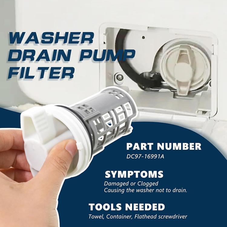 Washing Machine Drain Pump Filter For Samsung DC97-16991B(White Grey) - Washing Machine Parts by buy2fix | Online Shopping UK | buy2fix