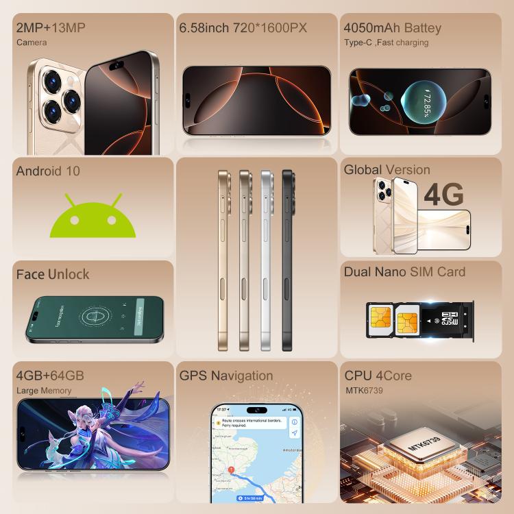 A16 Pro Max / PDA89-B, 4GB+64GB, 6.58 inch Android 10 MTK6739 Quad Core, Network: 4G, OTG, Dual SIM, Plug:AU Plug(White) -  by buy2fix | Online Shopping UK | buy2fix