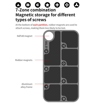 18 Kinds 7-Zone Alloy Magnetic Combination Screw Storage Pad - Magnetic Screws Mat by buy2fix | Online Shopping UK | buy2fix