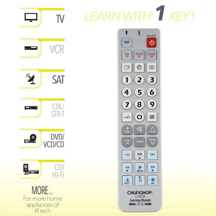 CHUNGHOP L309 Infrared Learning Universal TV Remote Control - PC by CHUNGHOP | Online Shopping UK | buy2fix