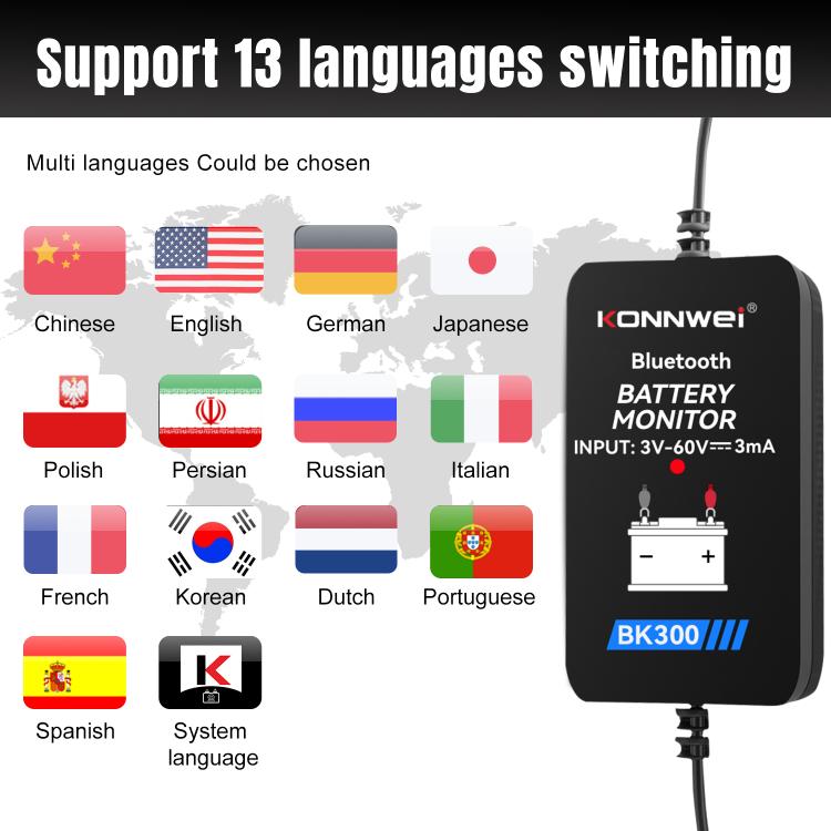 KONNWEI BK300 6V / 12V / 24V Car Bluetooth 5.0 Battery Monitor Diagnostic Tool(Black) - Code Readers & Scan Tools by KONNWEI | Online Shopping UK | buy2fix