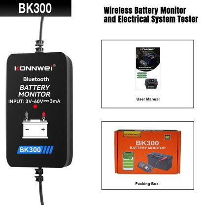KONNWEI BK300 6V / 12V / 24V Car Bluetooth 5.0 Battery Monitor Diagnostic Tool(Black) - Code Readers & Scan Tools by KONNWEI | Online Shopping UK | buy2fix