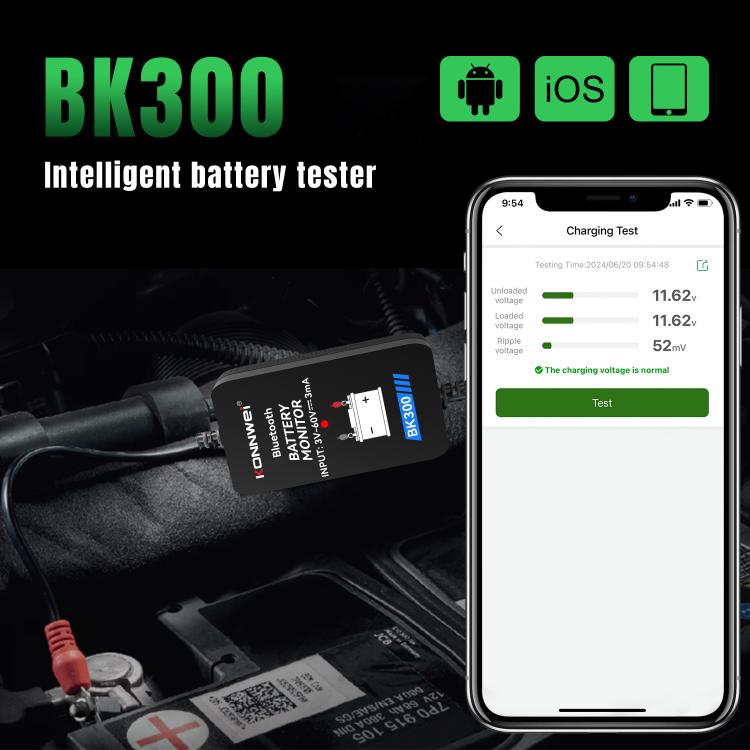 KONNWEI BK300 6V / 12V / 24V Car Bluetooth 5.0 Battery Monitor Diagnostic Tool(Black) - Code Readers & Scan Tools by KONNWEI | Online Shopping UK | buy2fix