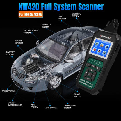 KONNWEI KW420 2.8 inch Color Screen Car OBD2 Fault Diagnostic Scan Tool for Honda(Black Green) - Code Readers & Scan Tools by KONNWEI | Online Shopping UK | buy2fix