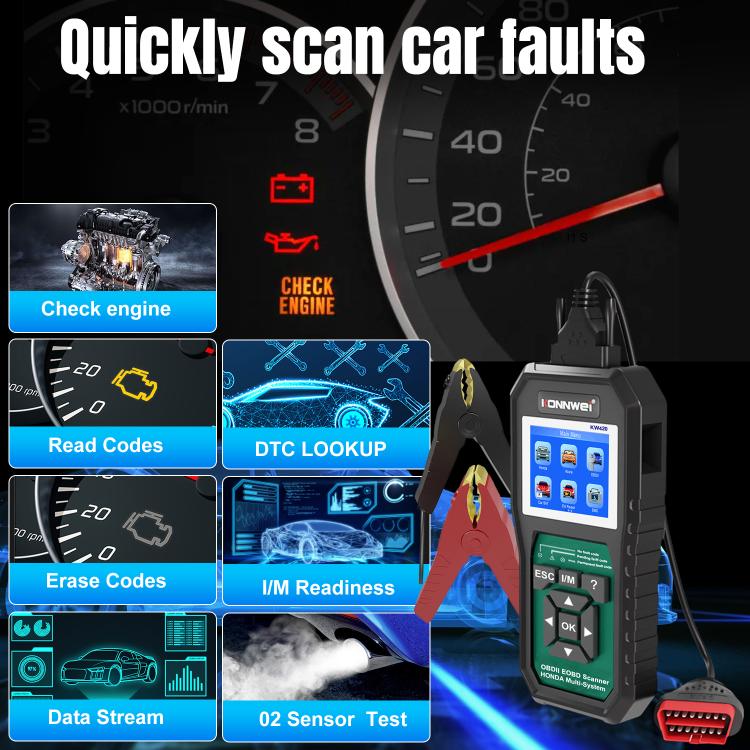 KONNWEI KW420 2.8 inch Color Screen Car OBD2 Fault Diagnostic Scan Tool for Honda(Black Green) - Code Readers & Scan Tools by KONNWEI | Online Shopping UK | buy2fix