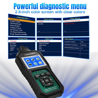 KONNWEI KW420 2.8 inch Color Screen Car OBD2 Fault Diagnostic Scan Tool for Honda(Black Green) - Code Readers & Scan Tools by KONNWEI | Online Shopping UK | buy2fix