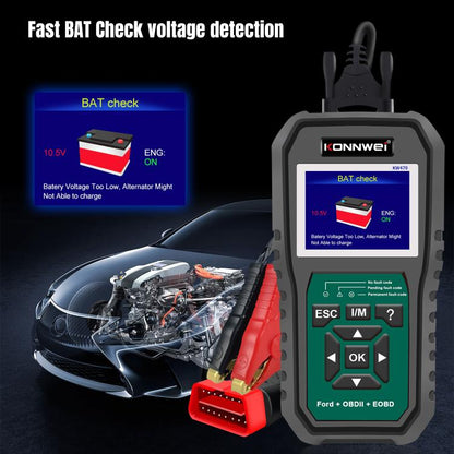 KONNWEI KW470 2.8 inch Color Screen Car OBD2 Fault Diagnostic Scan Tool for Ford(Black Green) - Code Readers & Scan Tools by KONNWEI | Online Shopping UK | buy2fix