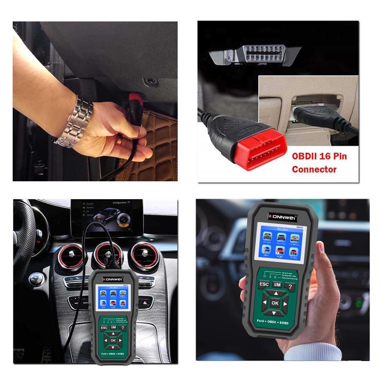 KONNWEI KW470 2.8 inch Color Screen Car OBD2 Fault Diagnostic Scan Tool for Ford(Black Green) - Code Readers & Scan Tools by KONNWEI | Online Shopping UK | buy2fix