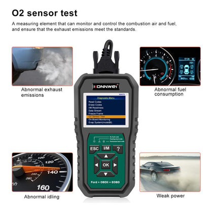 KONNWEI KW470 2.8 inch Color Screen Car OBD2 Fault Diagnostic Scan Tool for Ford(Black Green) - Code Readers & Scan Tools by KONNWEI | Online Shopping UK | buy2fix