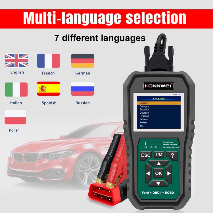 KONNWEI KW470 2.8 inch Color Screen Car OBD2 Fault Diagnostic Scan Tool for Ford(Black Green) - Code Readers & Scan Tools by KONNWEI | Online Shopping UK | buy2fix