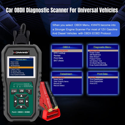 KONNWEI KW470 2.8 inch Color Screen Car OBD2 Fault Diagnostic Scan Tool for Ford(Black Green) - Code Readers & Scan Tools by KONNWEI | Online Shopping UK | buy2fix