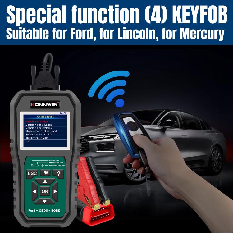 KONNWEI KW470 2.8 inch Color Screen Car OBD2 Fault Diagnostic Scan Tool for Ford(Black Green) - Code Readers & Scan Tools by KONNWEI | Online Shopping UK | buy2fix