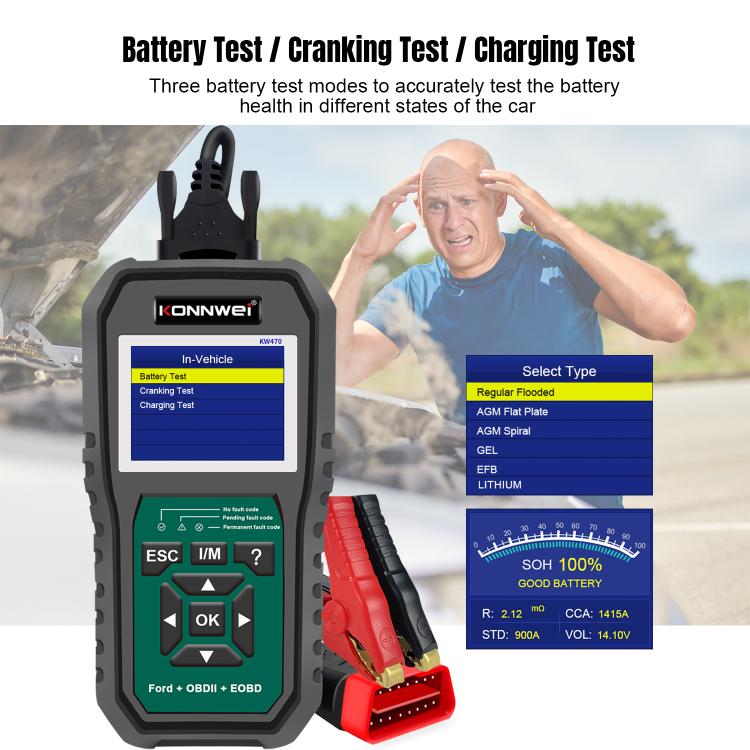 KONNWEI KW470 2.8 inch Color Screen Car OBD2 Fault Diagnostic Scan Tool for Ford(Black Green) - Code Readers & Scan Tools by KONNWEI | Online Shopping UK | buy2fix