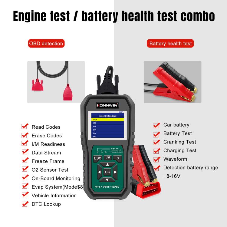 KONNWEI KW470 2.8 inch Color Screen Car OBD2 Fault Diagnostic Scan Tool for Ford(Black Green) - Code Readers & Scan Tools by KONNWEI | Online Shopping UK | buy2fix