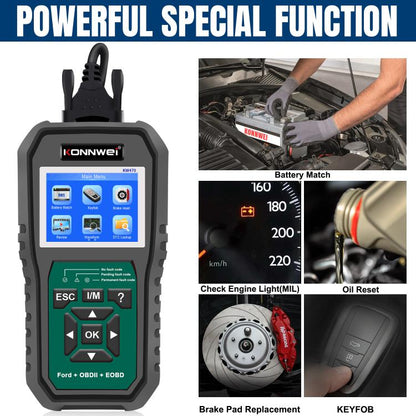 KONNWEI KW470 2.8 inch Color Screen Car OBD2 Fault Diagnostic Scan Tool for Ford(Black Green) - Code Readers & Scan Tools by KONNWEI | Online Shopping UK | buy2fix