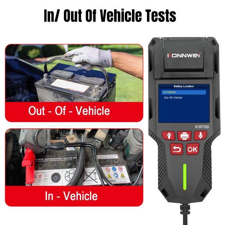 KONNWEI KW700 12V / 24V 2.8 inch Color Screen Car Battery Tester with Printer(Black) - Code Readers & Scan Tools by KONNWEI | Online Shopping UK | buy2fix