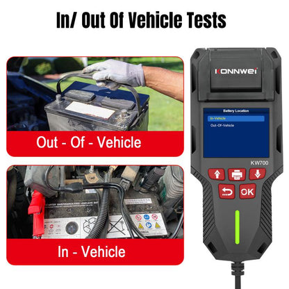 KONNWEI KW700 12V / 24V 2.8 inch Color Screen Car Battery Tester with Printer(Black) - Code Readers & Scan Tools by KONNWEI | Online Shopping UK | buy2fix