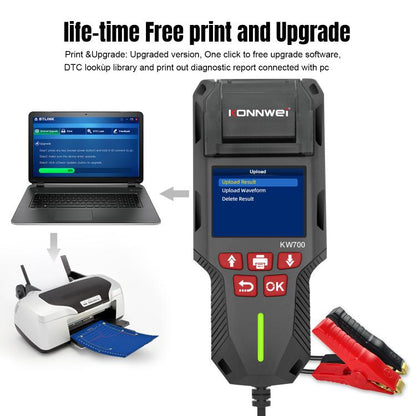 KONNWEI KW700 12V / 24V 2.8 inch Color Screen Car Battery Tester with Printer(Black) - Code Readers & Scan Tools by KONNWEI | Online Shopping UK | buy2fix
