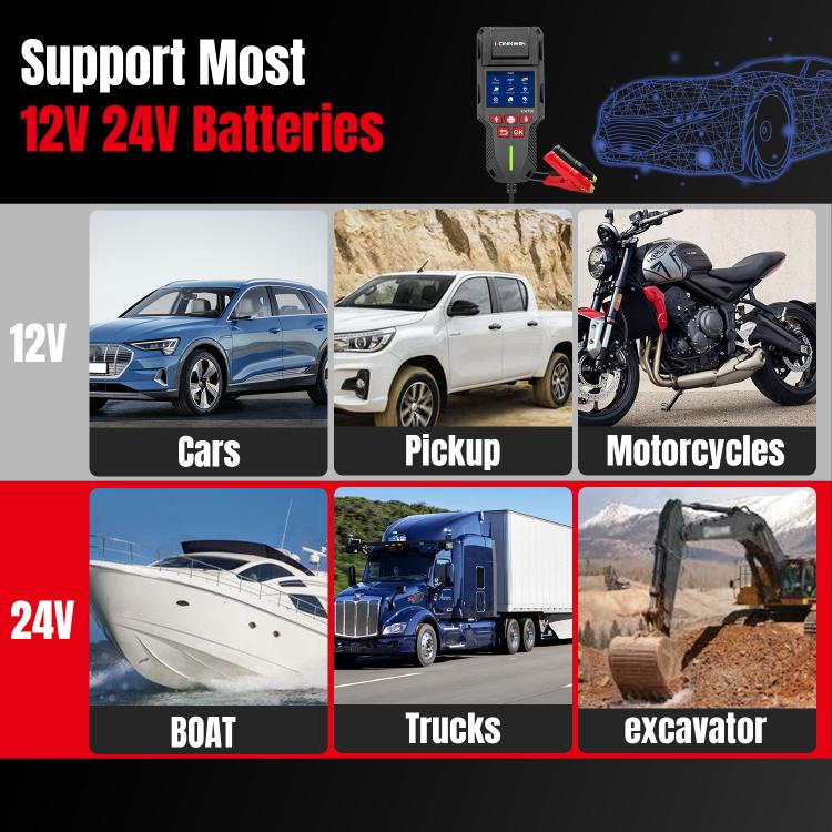 KONNWEI KW700 12V / 24V 2.8 inch Color Screen Car Battery Tester with Printer(Black) - Code Readers & Scan Tools by KONNWEI | Online Shopping UK | buy2fix