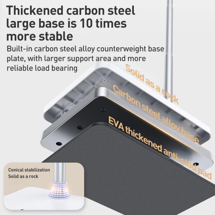 X10 Square Base Infinitely Adjustable Floor Stand Flexible Axis Phone PC Live Broadcast Bracket, Height: 41-155cm (White) - Lazy Bracket by buy2fix | Online Shopping UK | buy2fix