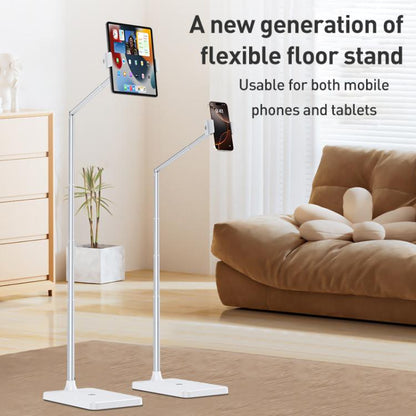 X10 Square Base Infinitely Adjustable Floor Stand Flexible Axis Phone PC Live Broadcast Bracket, Height: 41-155cm (White) - Lazy Bracket by buy2fix | Online Shopping UK | buy2fix