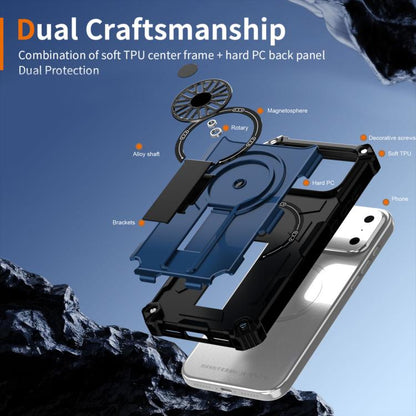 For iPhone 17 Pro Max Shockproof Kickstand Metallic Shaft MagSafe Phone Case(Blue) - iPhone 17 Pro Max Cases by buy2fix | Online Shopping UK | buy2fix