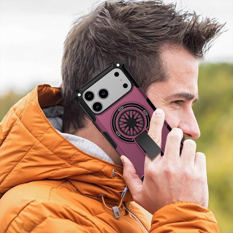 For iPhone 17 Pro Max Shockproof Kickstand Metallic Shaft MagSafe Phone Case(Purple) - iPhone 17 Pro Max Cases by buy2fix | Online Shopping UK | buy2fix
