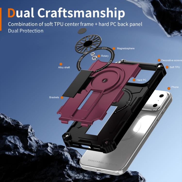 For iPhone 17 Pro Max Shockproof Kickstand Metallic Shaft MagSafe Phone Case(Purple) - iPhone 17 Pro Max Cases by buy2fix | Online Shopping UK | buy2fix