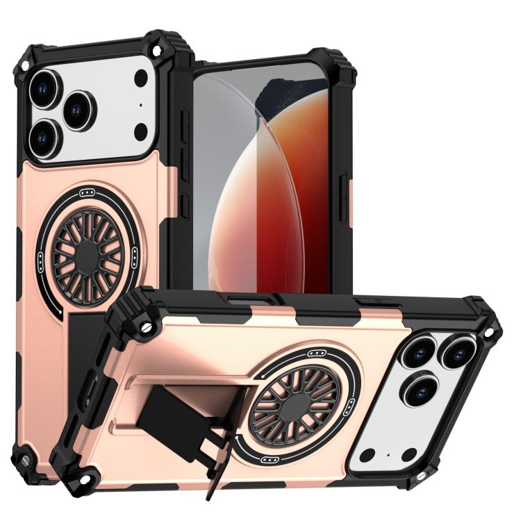 For iPhone 17 Pro Max Shockproof Kickstand Metallic Shaft MagSafe Phone Case(Rose Gold) - iPhone 17 Pro Max Cases by buy2fix | Online Shopping UK | buy2fix