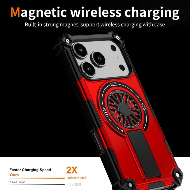 For iPhone 17 Pro Shockproof Kickstand Metallic Shaft MagSafe Phone Case(Red) - iPhone 17 Pro Cases by buy2fix | Online Shopping UK | buy2fix