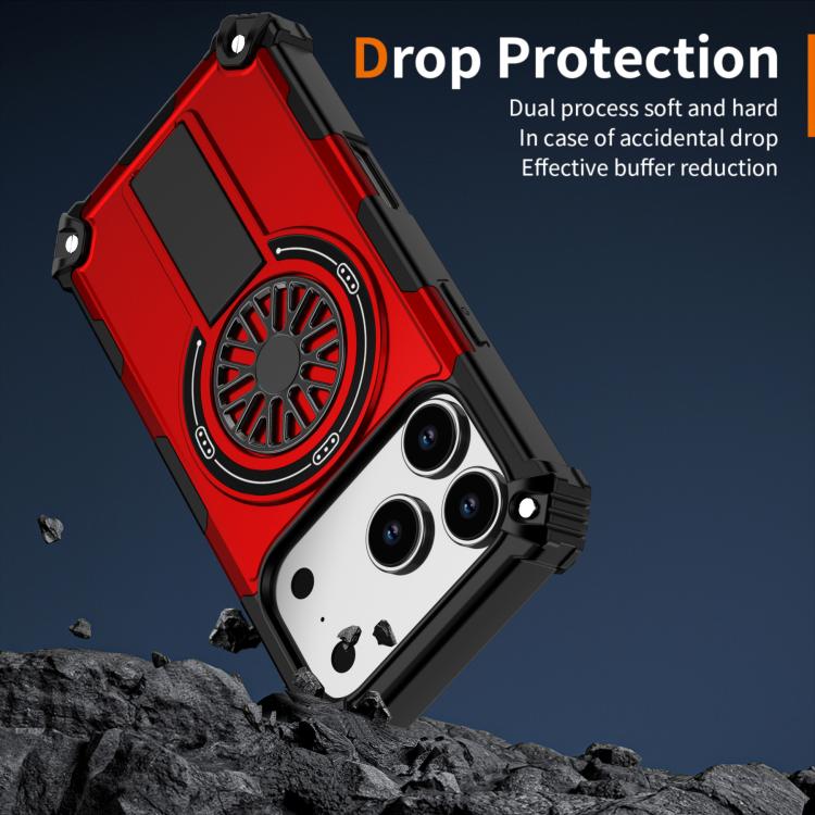 For iPhone 17 Pro Shockproof Kickstand Metallic Shaft MagSafe Phone Case(Red) - iPhone 17 Pro Cases by buy2fix | Online Shopping UK | buy2fix