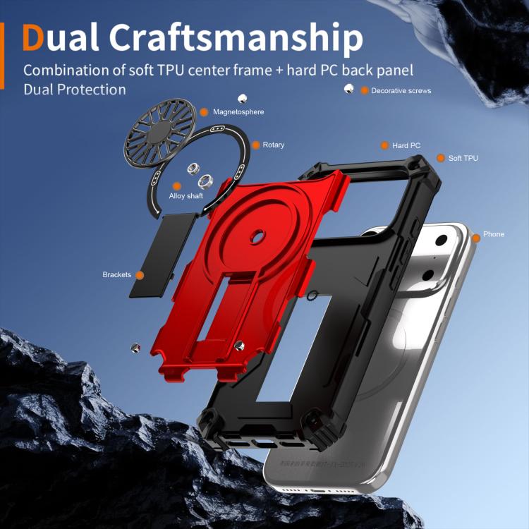 For iPhone 17 Pro Shockproof Kickstand Metallic Shaft MagSafe Phone Case(Red) - iPhone 17 Pro Cases by buy2fix | Online Shopping UK | buy2fix