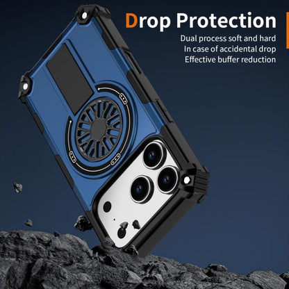 For iPhone 17 Pro Shockproof Kickstand Metallic Shaft MagSafe Phone Case(Blue) - iPhone 17 Pro Cases by buy2fix | Online Shopping UK | buy2fix