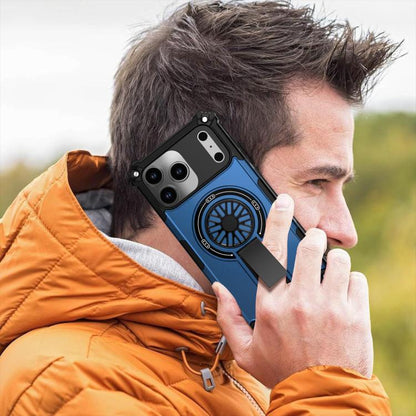 For iPhone 17 Pro Shockproof Kickstand Metallic Shaft MagSafe Phone Case(Blue) - iPhone 17 Pro Cases by buy2fix | Online Shopping UK | buy2fix