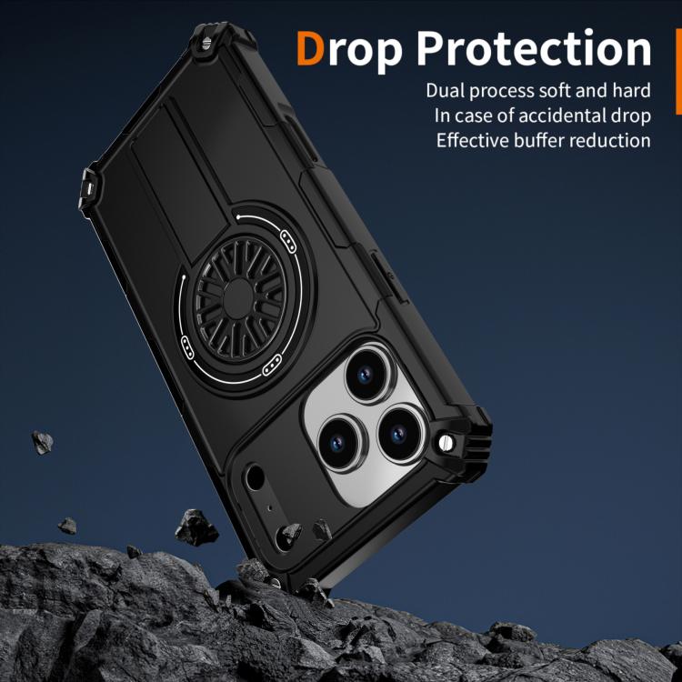 For iPhone 17 Pro Shockproof Kickstand Metallic Shaft MagSafe Phone Case(Black) - iPhone 17 Pro Cases by buy2fix | Online Shopping UK | buy2fix