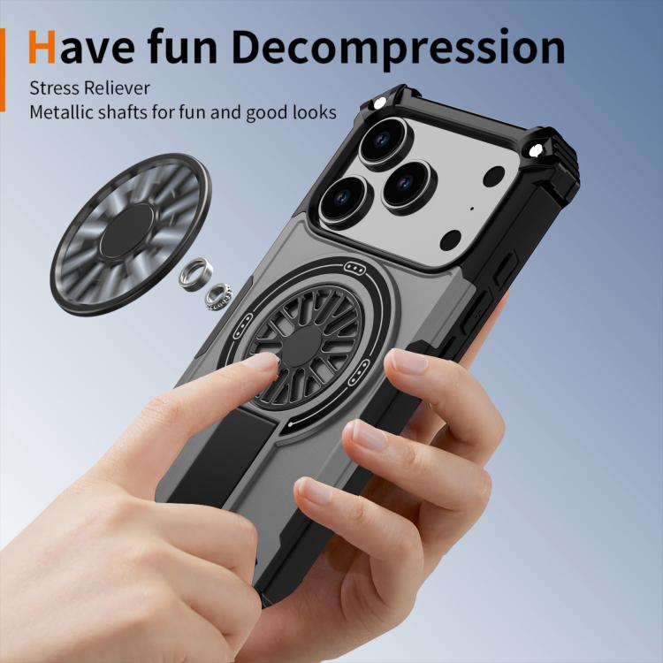 For iPhone 17 Pro Shockproof Kickstand Metallic Shaft MagSafe Phone Case(Silver) - iPhone 17 Pro Cases by buy2fix | Online Shopping UK | buy2fix