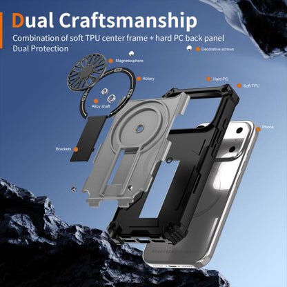 For iPhone 17 Pro Shockproof Kickstand Metallic Shaft MagSafe Phone Case(Silver) - iPhone 17 Pro Cases by buy2fix | Online Shopping UK | buy2fix