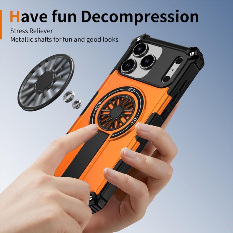 For iPhone 17 Pro Shockproof Kickstand Metallic Shaft MagSafe Phone Case(Orange) - iPhone 17 Pro Cases by buy2fix | Online Shopping UK | buy2fix
