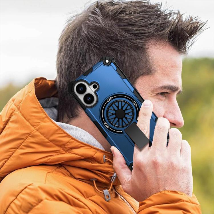 For iPhone 17 Shockproof Kickstand Metallic Shaft MagSafe Phone Case(Blue) - iPhone 17 Cases by buy2fix | Online Shopping UK | buy2fix