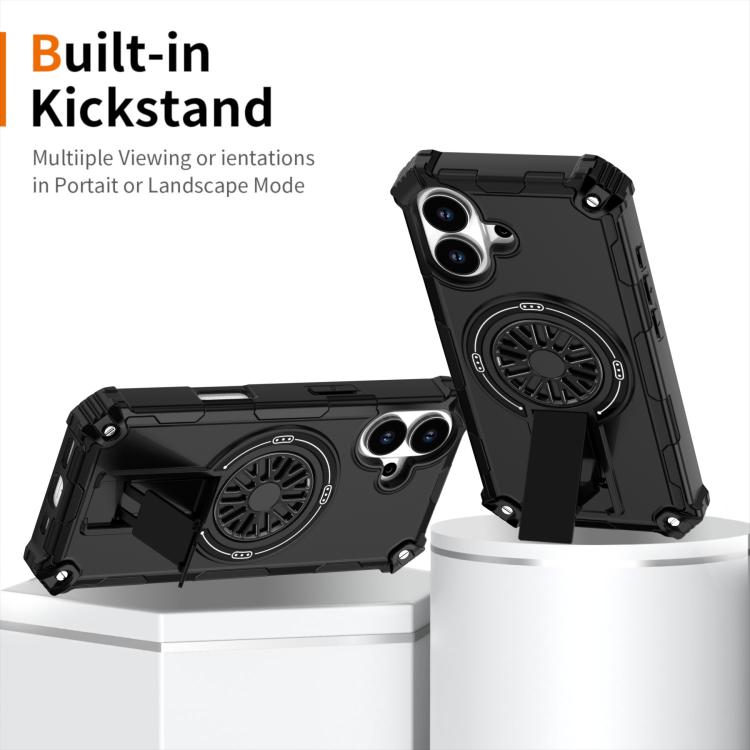 For iPhone 17 Shockproof Kickstand Metallic Shaft MagSafe Phone Case(Black) - iPhone 17 Cases by buy2fix | Online Shopping UK | buy2fix