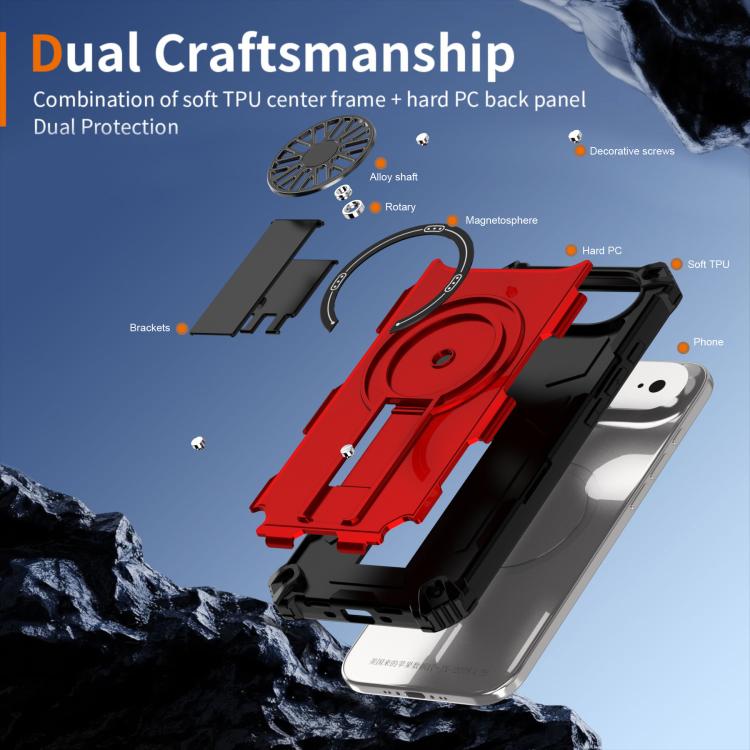 For iPhone Air Shockproof Kickstand Metallic Shaft MagSafe Phone Case(Red) - iPhone Air Cases by buy2fix | Online Shopping UK | buy2fix